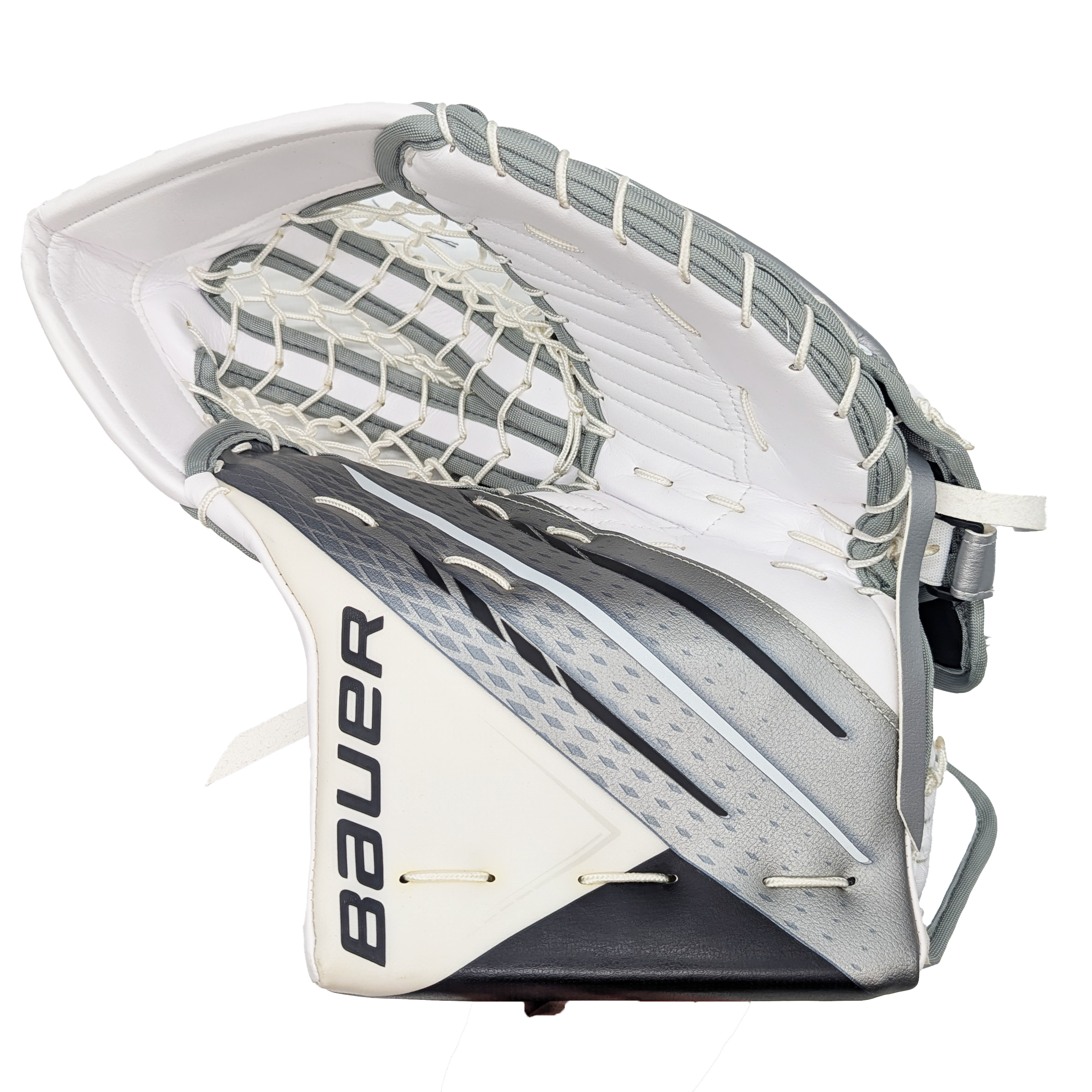 Bauer Vapor Hyperlite - AHL Pro Stock Goalie Trapper (Blanc/Noir/Argent)
